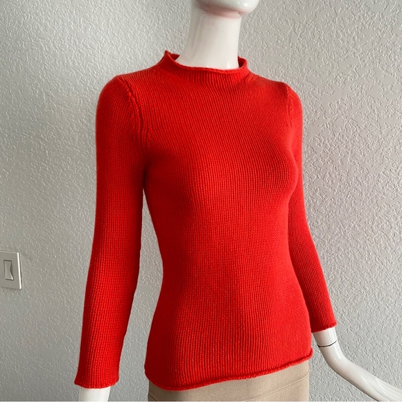 Tahari coral red cashmere sweater - Picture 4 of 10